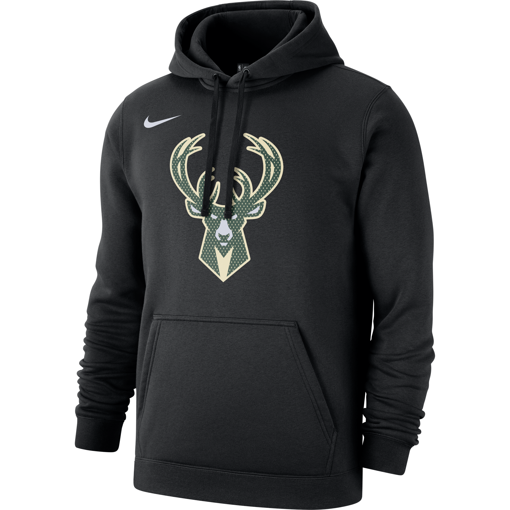 NIKE NBA MILWAUKEE BUCKS LOGO CLUB FLEECE HOODIE BLACK