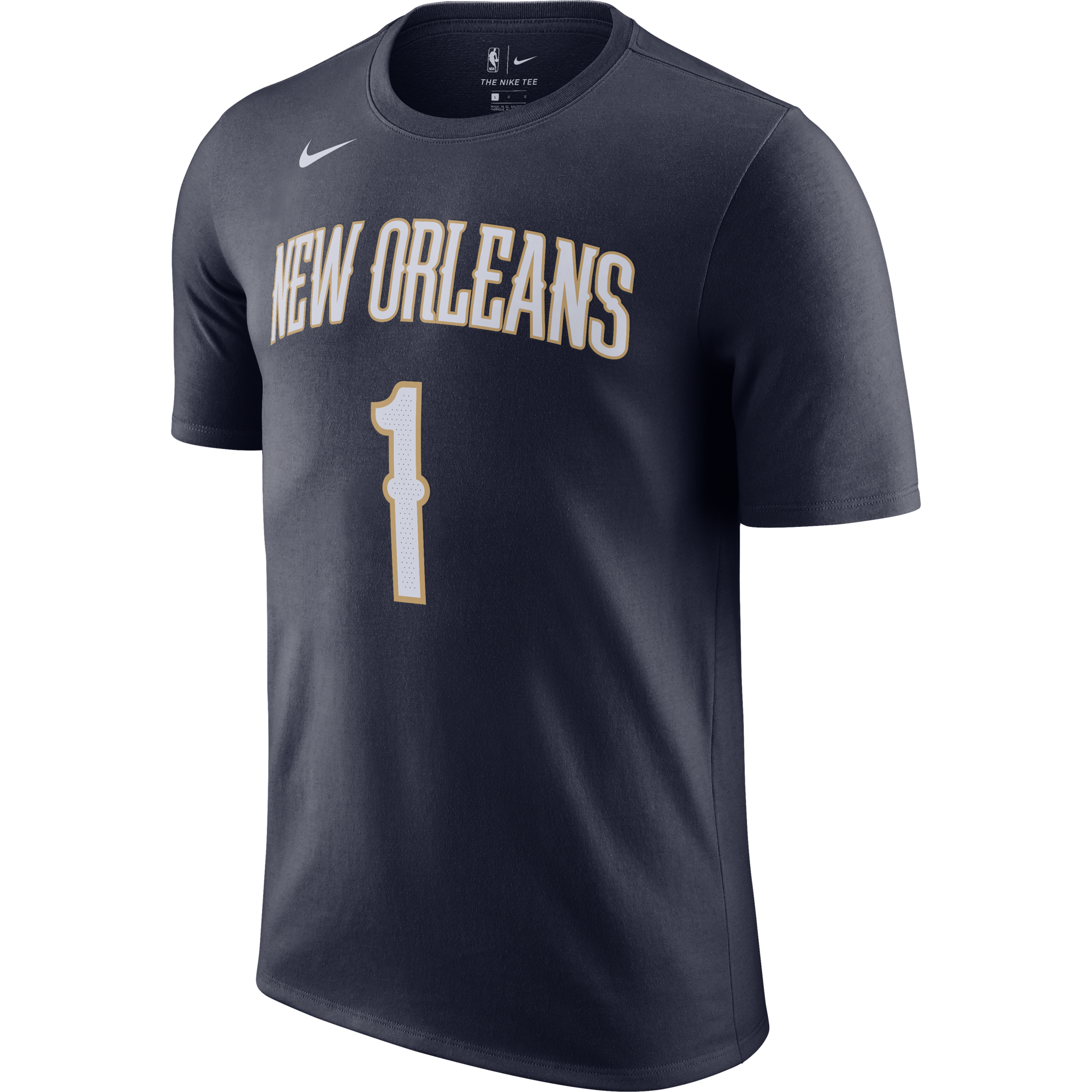 NIKE NBA NEW ORLEANS PELICANS ZION WILLIAMSON TEE COLLEGE NAVY