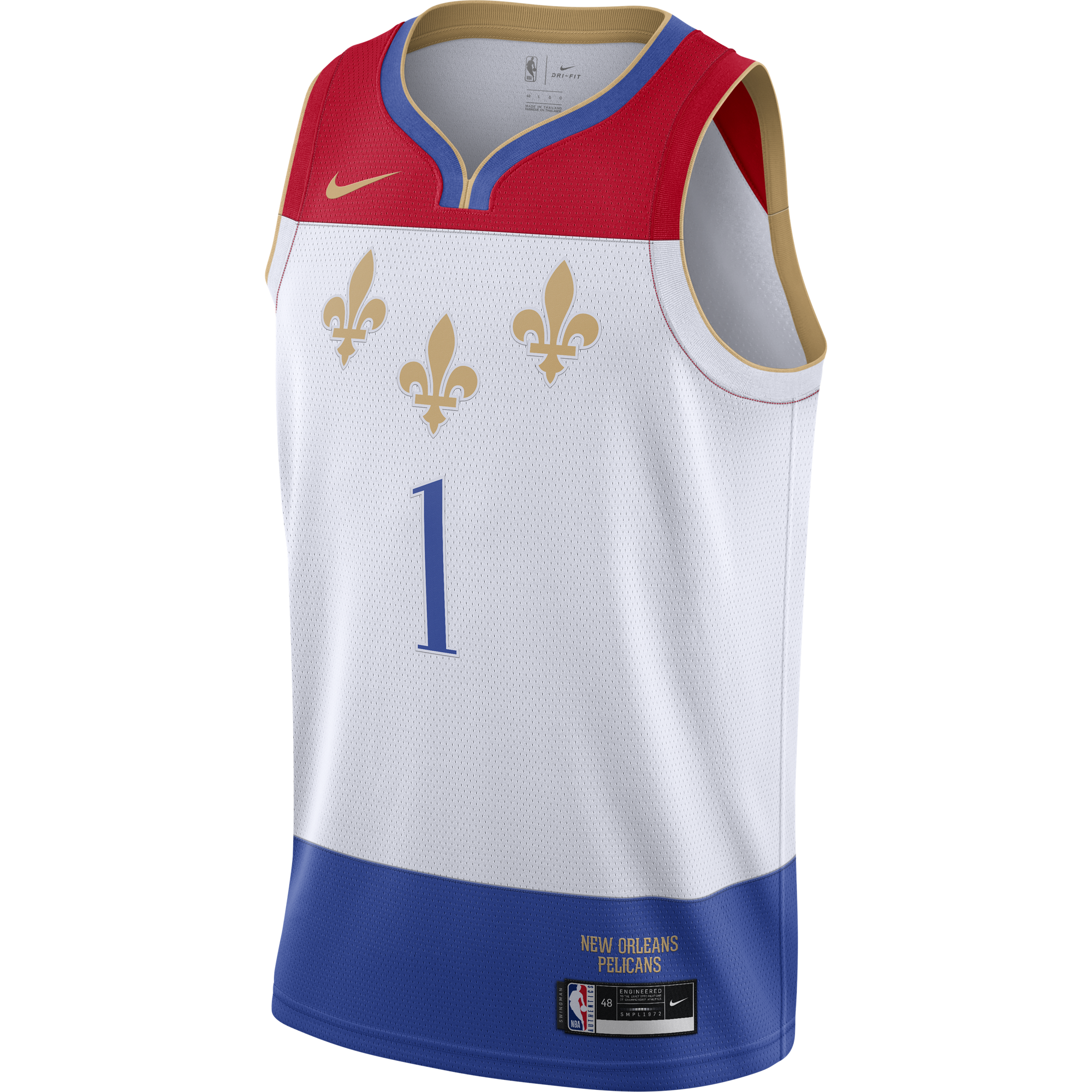 NIKE NBA NEW ORLEANS PELICANS ZION WILLIAMSON CITY EDITION SWINGMAN JERSEY WHITE