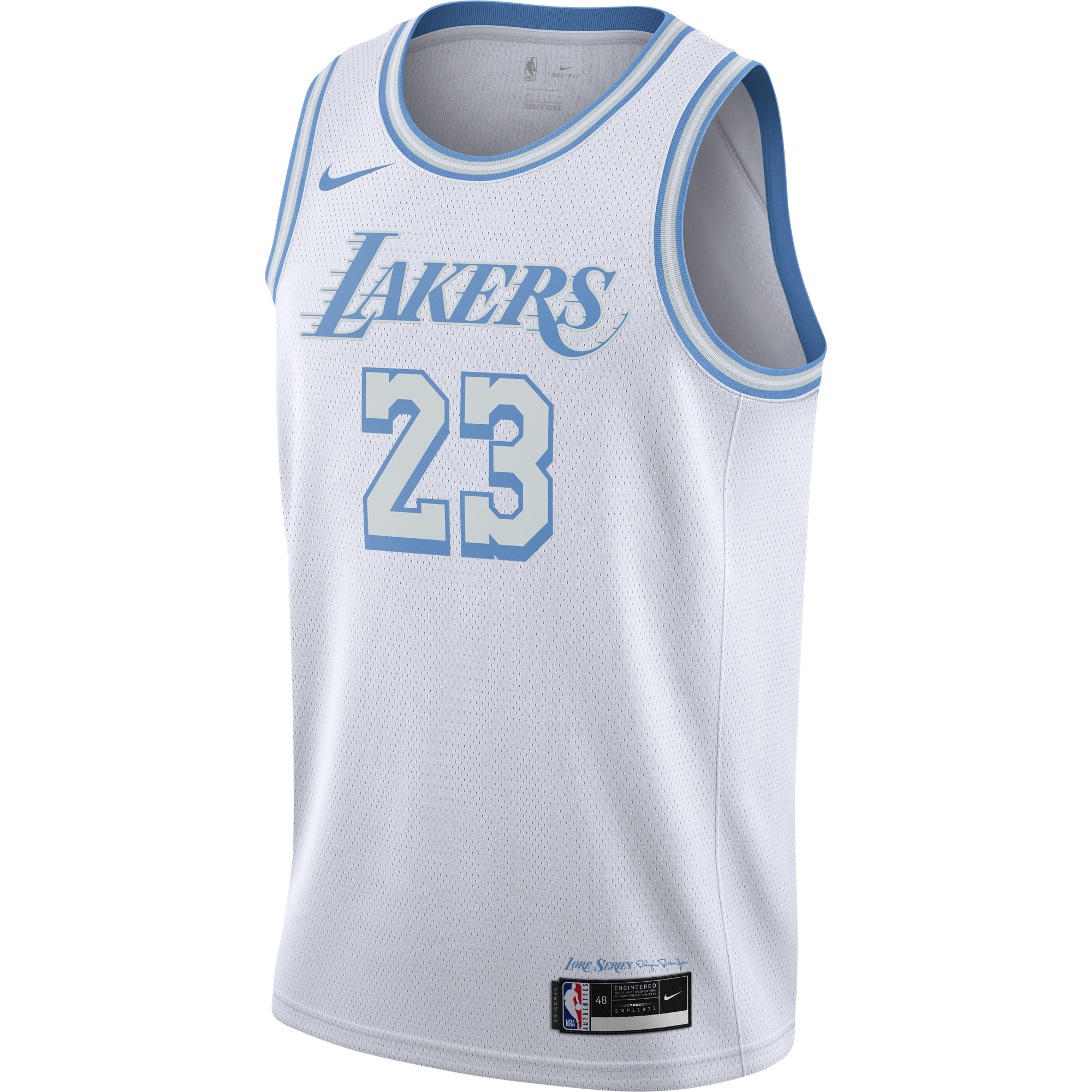 NIKE NBA LOS ANGELES LAKERS LEBRON JAMES CITY EDITION SWINGMAN JERSEY WHITE