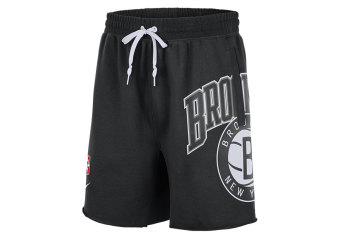 NIKE NBA BROOKLYN NETS COURTSIDE 75 FLEECE SHORTS BLACK